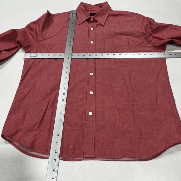 UNTUCKIt Men Red Cotton Long‎ Sleeve Button Up Dress Shirt Size Large - Picture 6 of 7